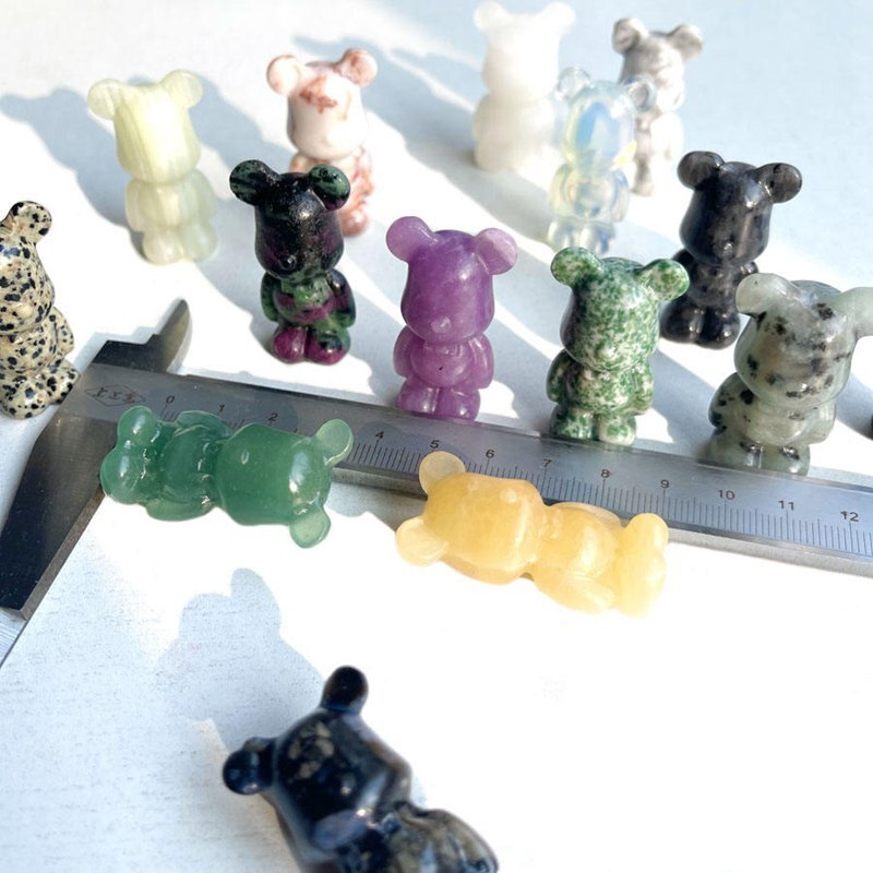 Natural Quartz Crystal Gloomy Little Bear Healing Rock Carved Animal Stone Gift