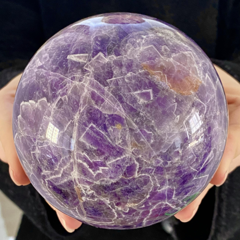 2.83LB Natural Dream Amethyst Quartz Crystal Sphere Ball Healing