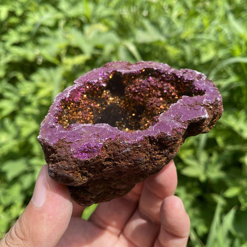 160g Electroplating color Natural Crystal Agate cave ornaments crystal cluster