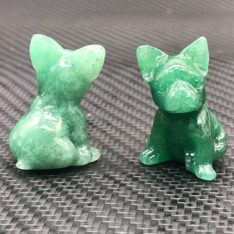 3cm Natural Quartz Crystal Carved Rough Stone French Bulldog Energy Animal Decor