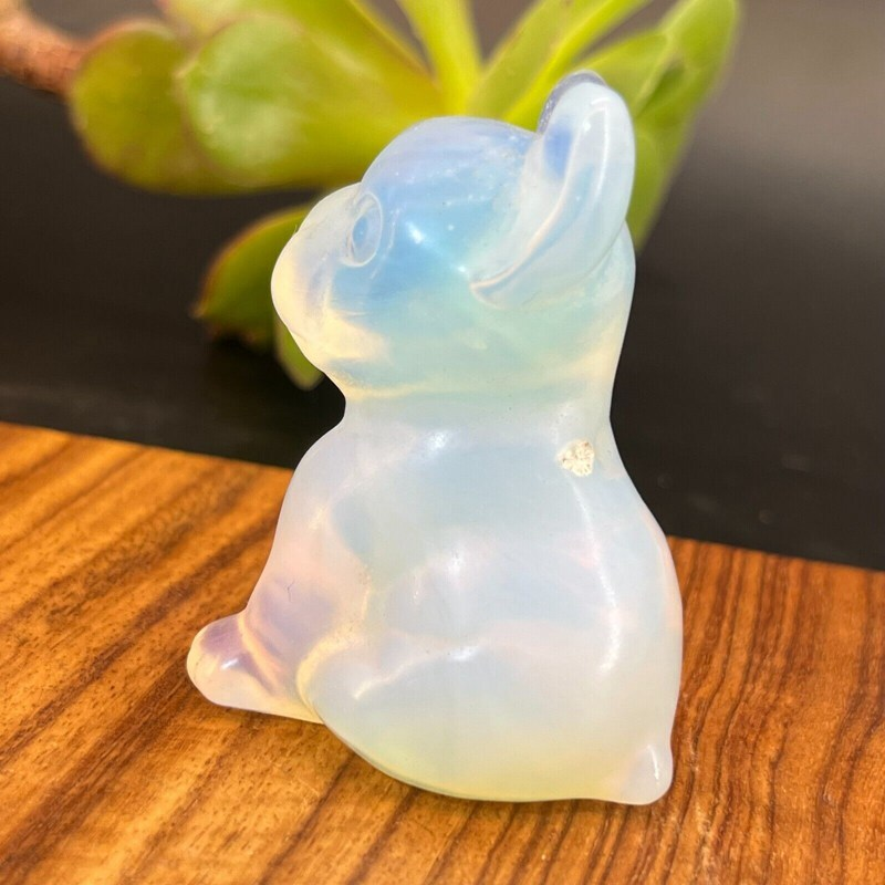 3cm Natural Quartz Crystal Carved Rough Stone French Bulldog Energy Animal Decor