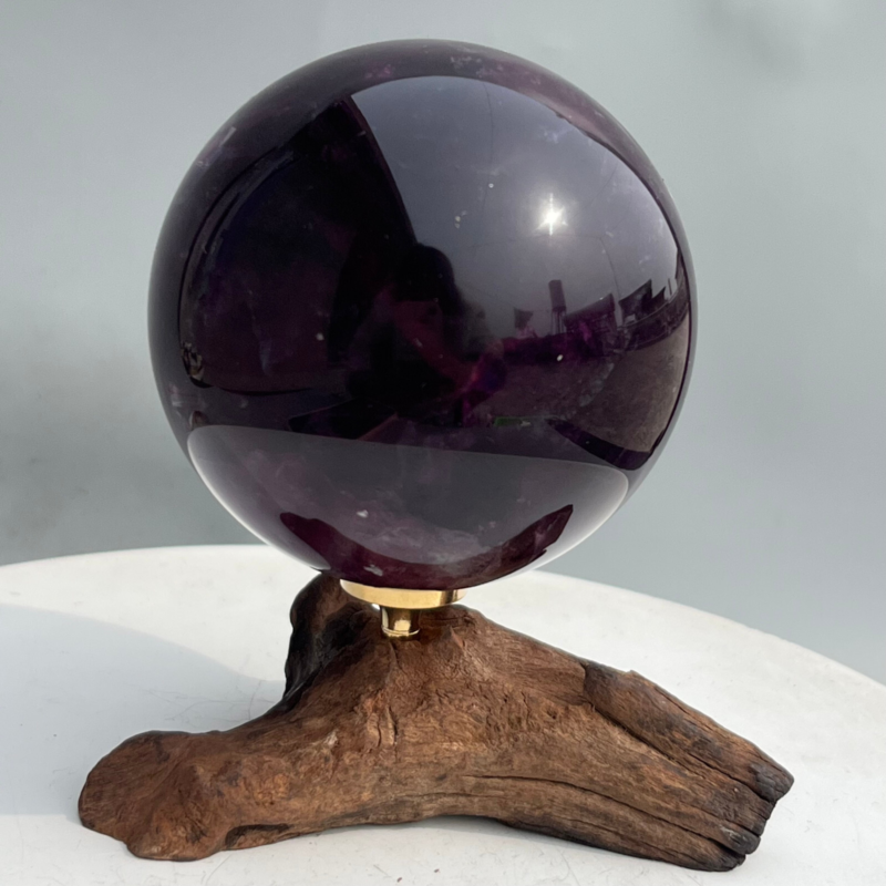 580g Natural Fluorite ball Colorful Quartz Crystal Gemstone Healing + Stand