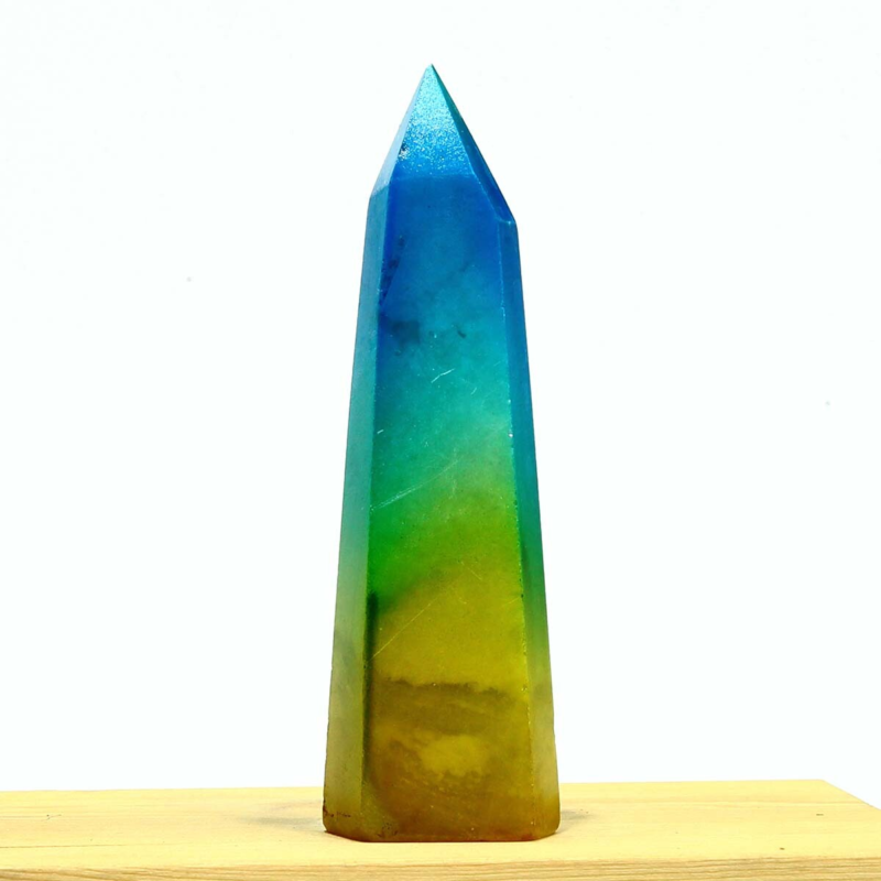 237g Electroplated Natural Crystal Quartz Tower Crystal Point rainbow Healing