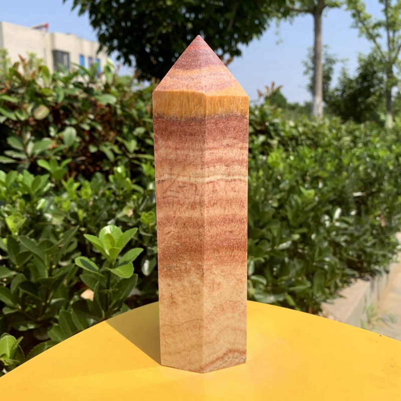 1084g Natural Pork Stone Quartz Obelisk Crystal Wand Point Tower Reiki Healing