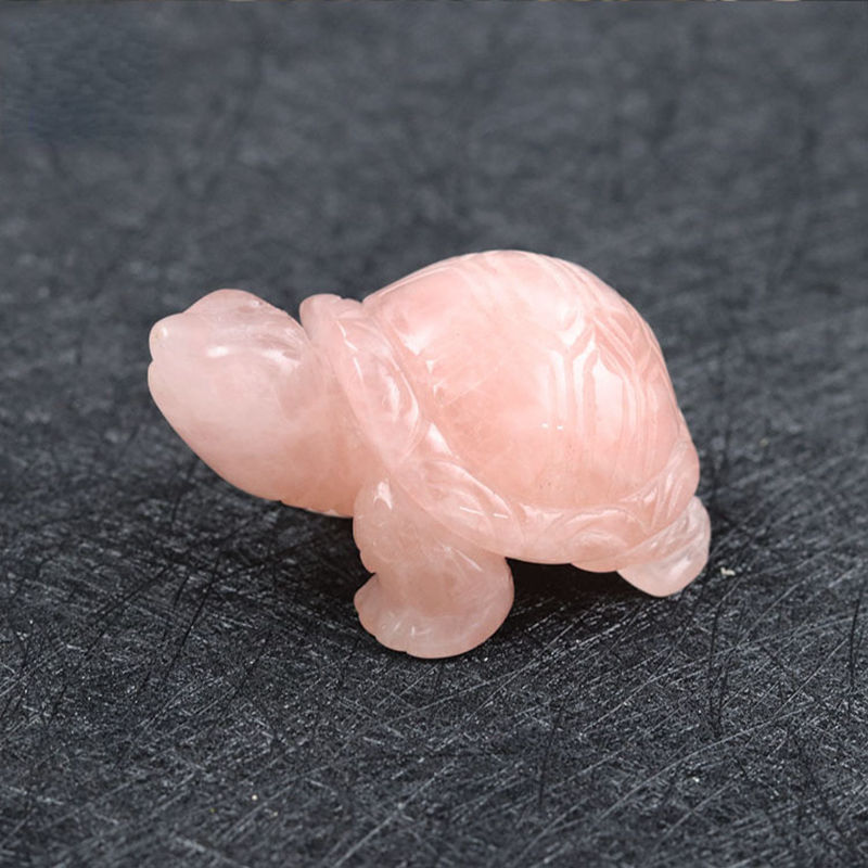 5x Natural Rose Quartz Carved Longevity Tortoise Crystal Animal Turtle Ornaments