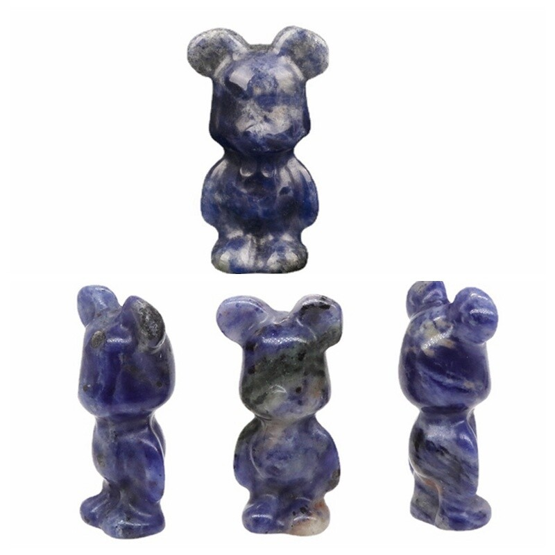 Natural Quartz Crystal Gloomy Little Bear Healing Gemstone Skull Carved Animal