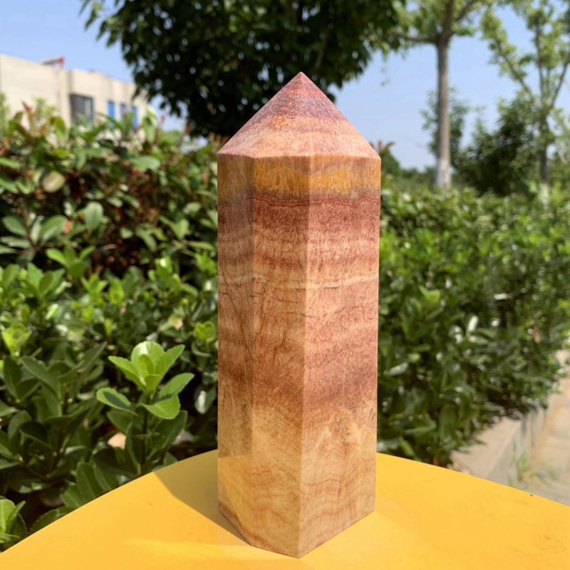1084g Natural Pork Stone Quartz Obelisk Crystal Wand Point Tower Reiki Healing