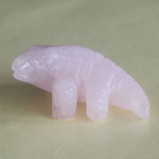 1.6'' Carved crystal rose quartz crocodilian figurine animal carving decor