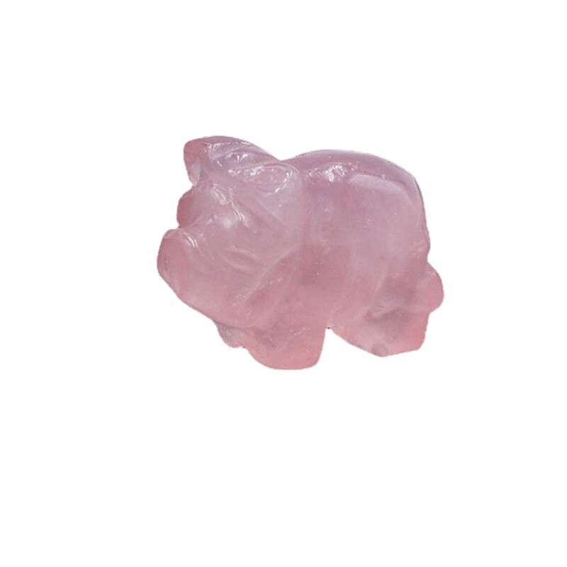 5Pcs Natural Rose Quartz Mini Crystal Piggy Animal Carved Chakra Gemstone Decor