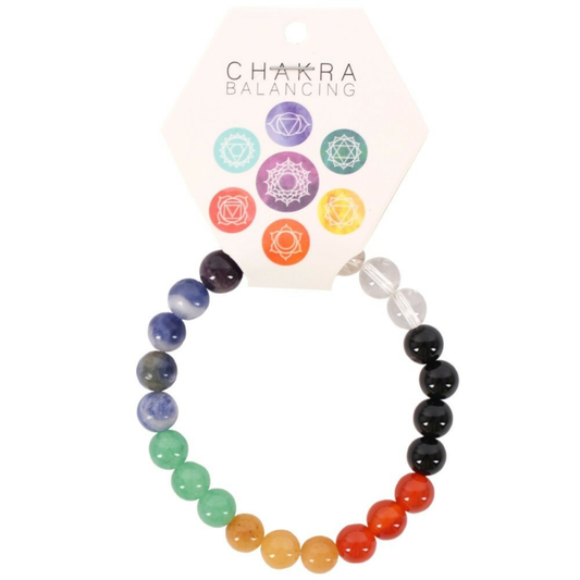 CHAKRA BALANCING BALL BRACELET - 7 colourful crystal stones