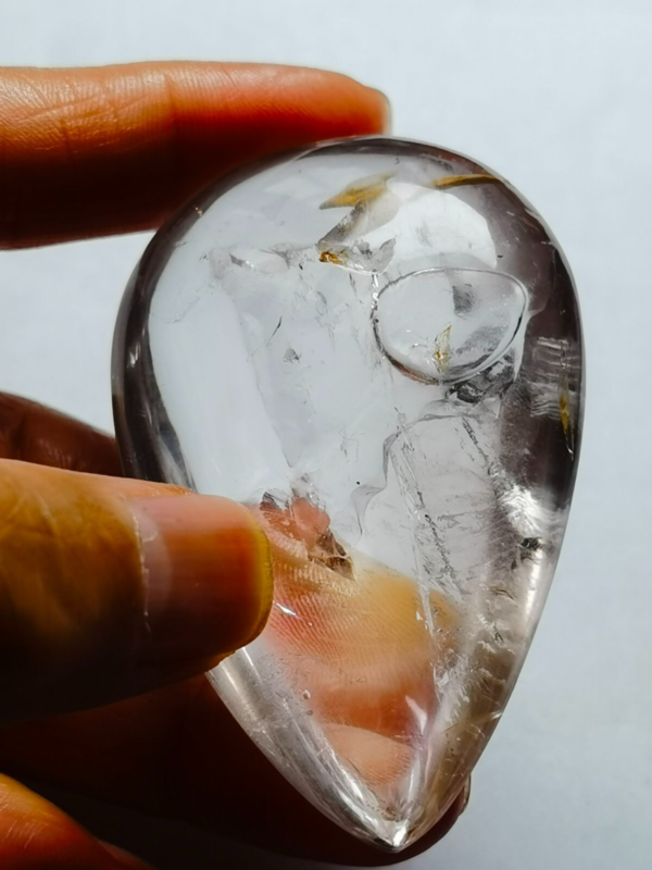 Tibetan Manifestor Crystal Oval 1 Big Visible Moving Bubble Enhydro  2.44 in