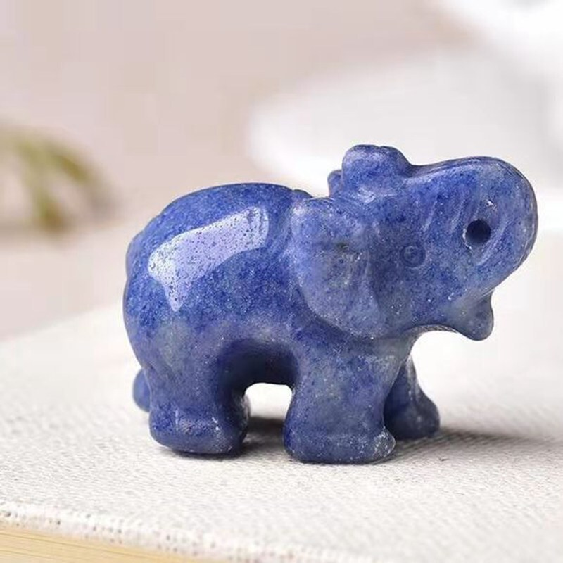 Natural Quartz Baby Elephant Stone Crystal Healing Carved Gemstone Animal Decor