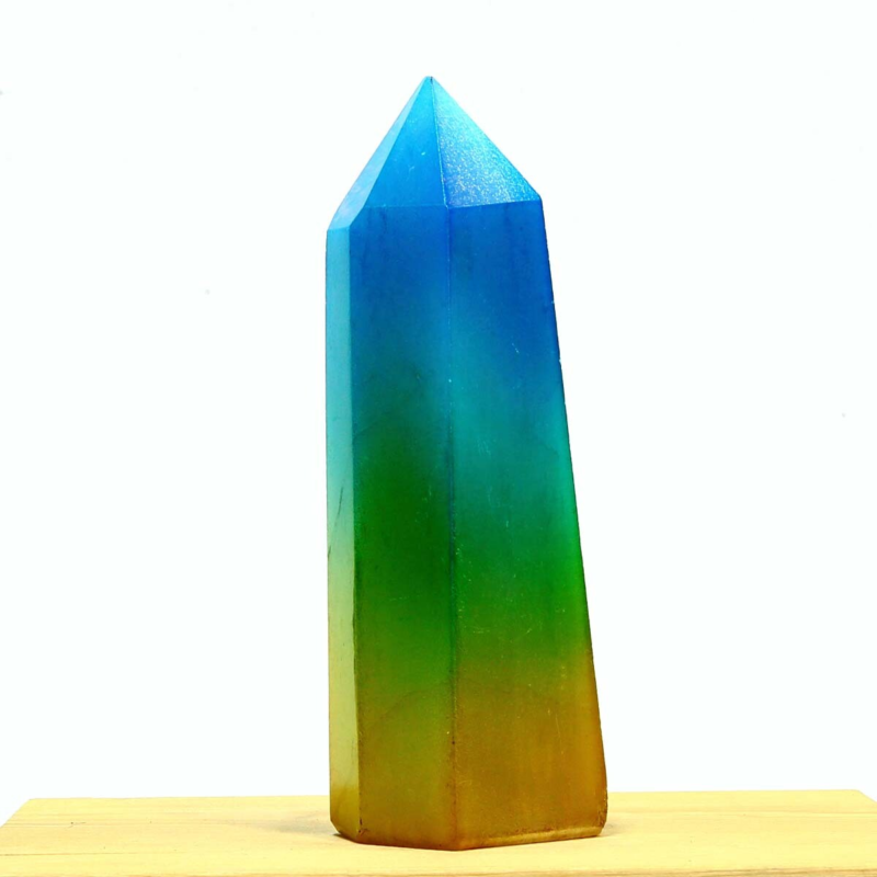 298g Electroplated Natural Crystal Quartz Tower Crystal Point rainbow Healing