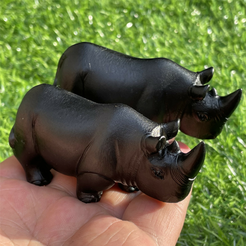 2.3“ Natural rhino Carved Quartz Crystal Obsidian Skull Healing care 1PC