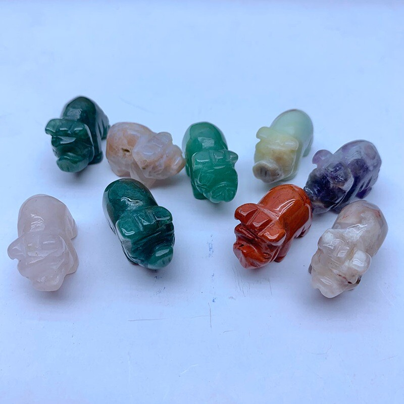 Natural Crystal Pig Animal Carved Cute Piglet Quartz Gemstone Piggy Healing Gift