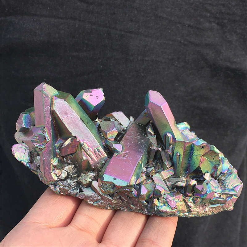 230g Electroplate Rainbow cluster quartz crystal mineral specimen reiki healing