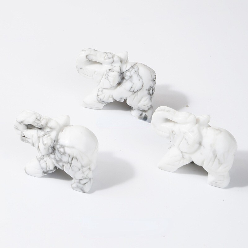 Natural Quartz Baby Elephant Stone Crystal Healing Carved Gemstone Animal Decor