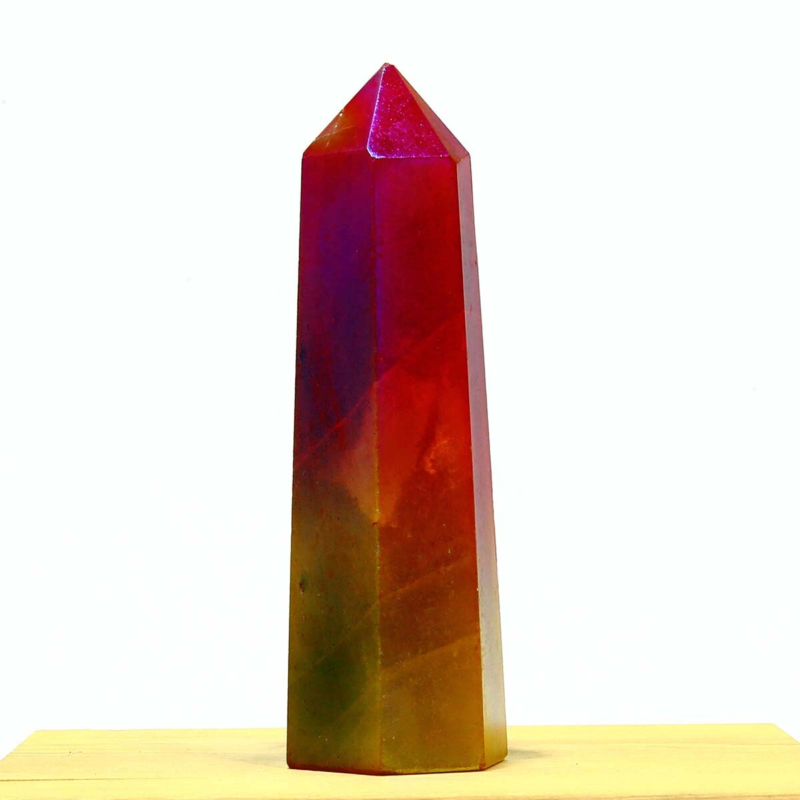 263g Electroplated Natural Crystal Quartz Tower Crystal Point rainbow Healing