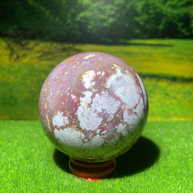 348G Natural Ocean Jasper Quartz Ball Crystal Sphere Mineral Specimen Healing