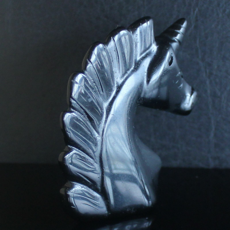 HLbshi Hand Carved Mixed Gemstone quartz crystal Unicorn animal Figurine Carving