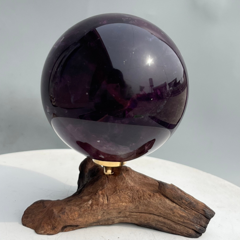 580g Natural Fluorite ball Colorful Quartz Crystal Gemstone Healing + Stand