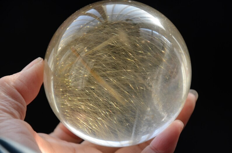 Museum Collection Tibetan High Altitude Gold Rutilated Ball Sphere Orb Gem 3.18'