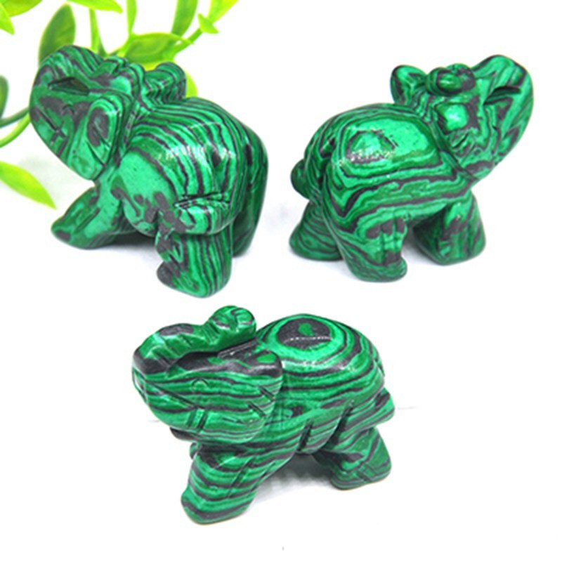 Natural Quartz Baby Elephant Stone Crystal Healing Carved Gemstone Animal Decor