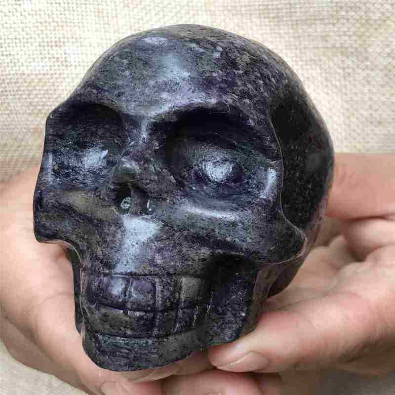 0.48kg Natural black jade quartz skull carved Quartz Crystal skull Healing