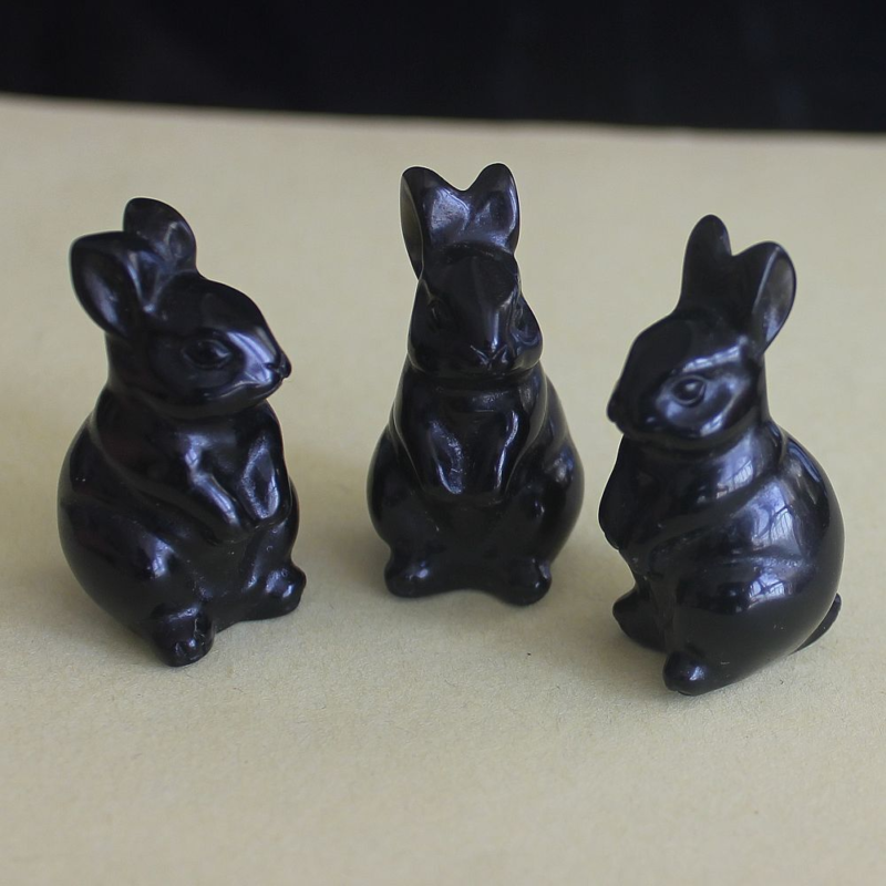 Carved gemstone crystal rabbit bunny figurine animal carving home decor 1.5''