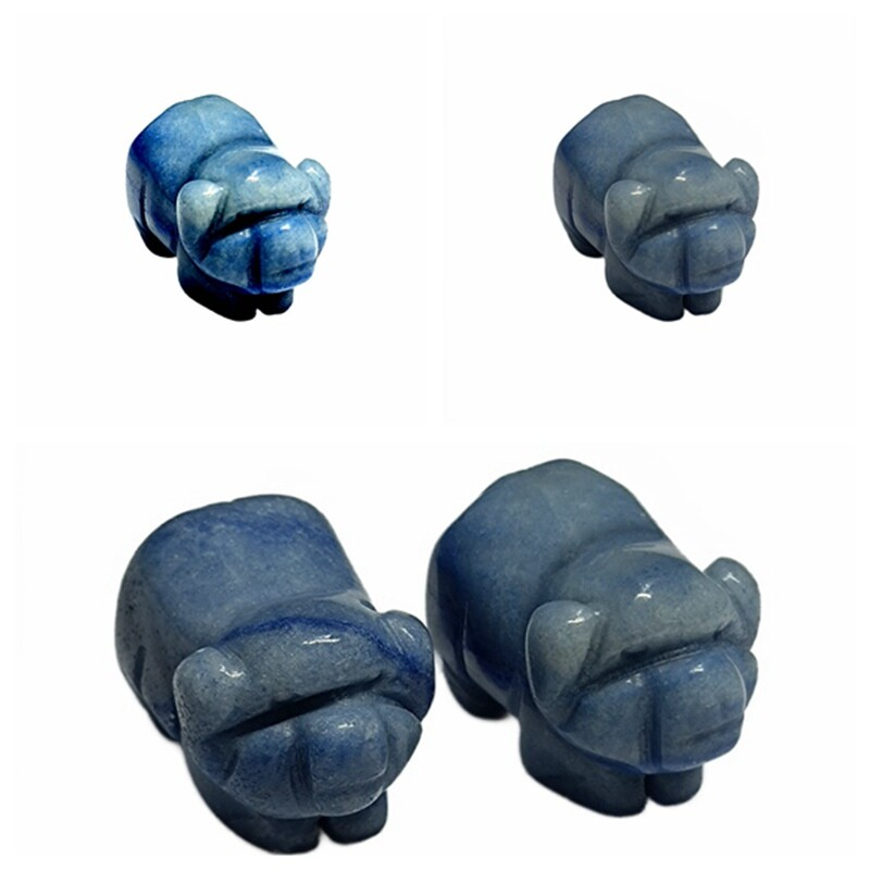 Natural Quartz Crystal Skull Carved Pig Healing Stone Wild Boar Piggy Animal Gem