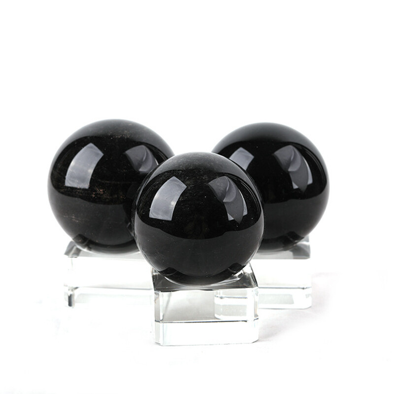 80mm Große Natürliche Schwarze Obsidian Stein Kugel Heilung Quarz Kristall Ball