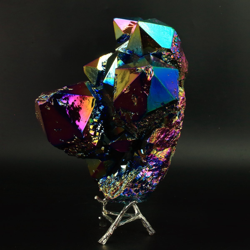 2314g Colourful Crystal Cluster Quartz Mineral Specimen Decoration Electroplate