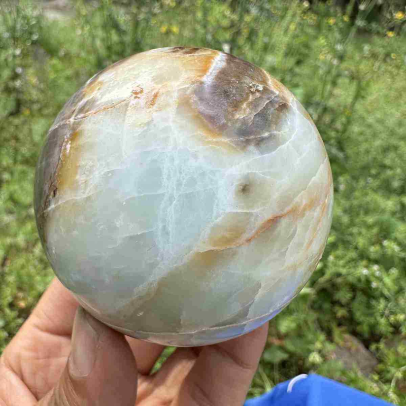 360g Natural Amazonite Quartz Sphere Crystal Polished Ball Reiki Healing Decor