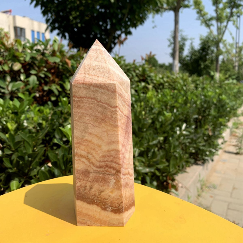 906g Natural Pork Stone Quartz Obelisk Crystal Wand Point Tower Reiki Healing