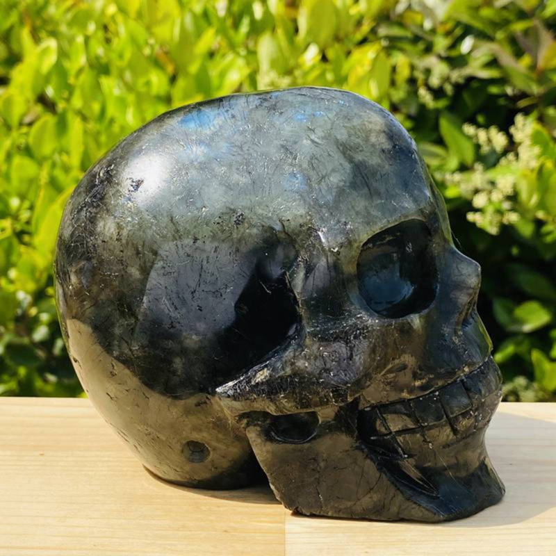 1312g Natural Beantiful Fluorite Quartz Skull Hand Carved Crystal Healing Skull