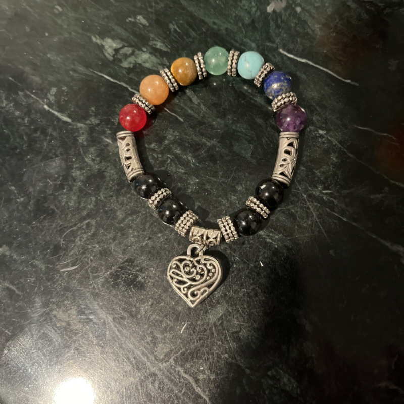 7 Chakra Natural Stone Heart Bracelet Healing Balance Beads Yoga For Women Men