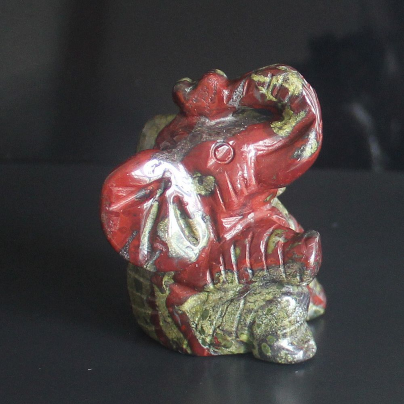 Carved gemstone crystal sitting elephant figurine animal carving home decor 2''