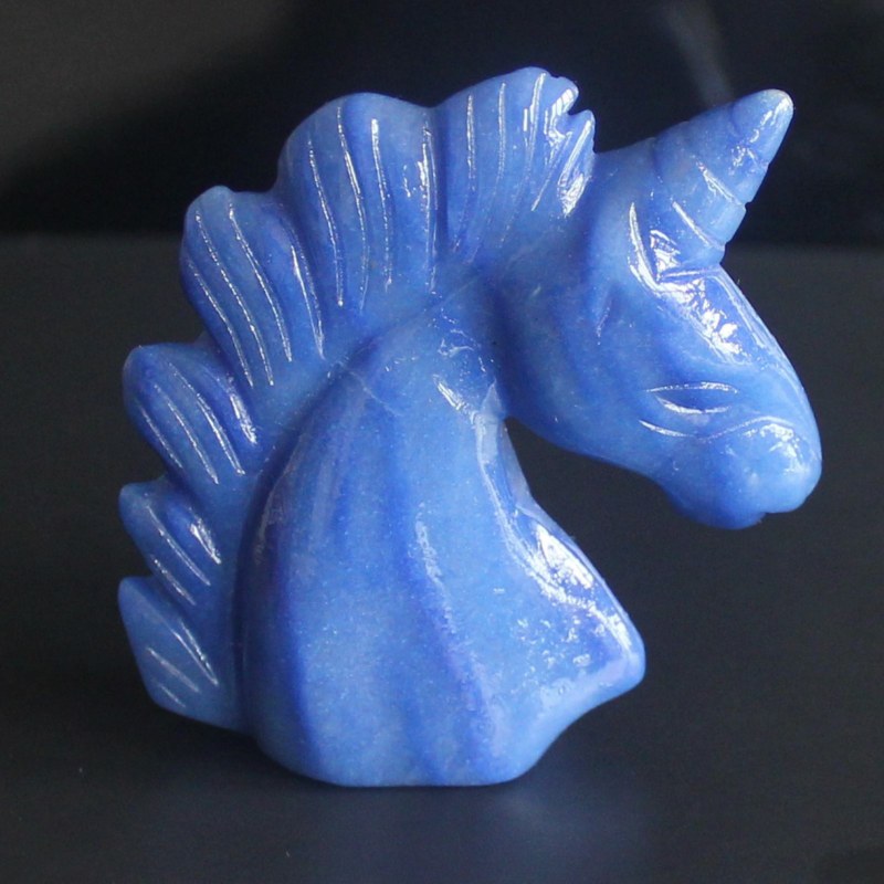 HLbshi Hand Carved Mixed Gemstone quartz crystal Unicorn animal Figurine Carving