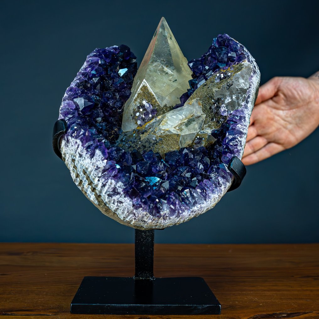 Amazing Deep Purple Amethyst Druse on stand, Uruguay- 3882.49 g