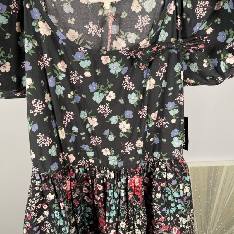 NWT LoveShackFancy Lais Floral Mixed Pattern Puff Sleeve Maxi Dress & Bow Size 4