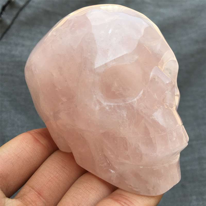 0.55kg Natural rose quartz skull carved Quartz Crystal skull Healing