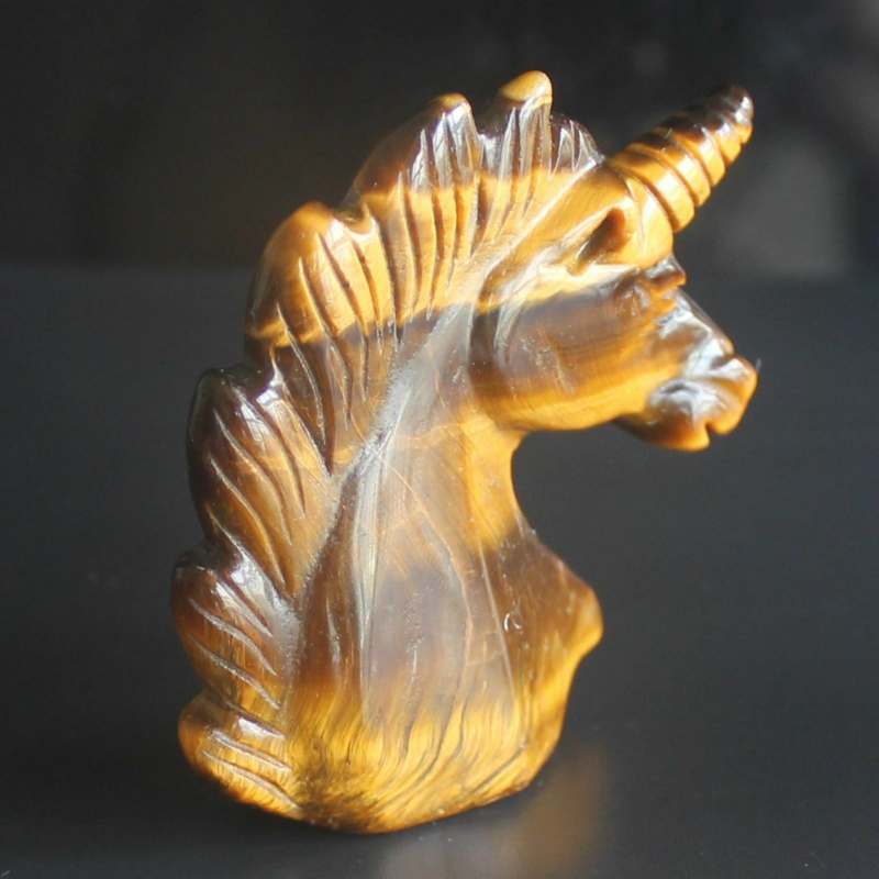 HLbshi Hand Carved Mixed Gemstone quartz crystal Unicorn animal Figurine Carving
