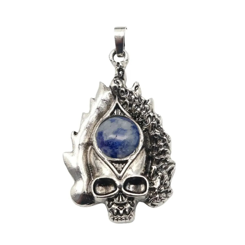 3P Fashion Gothic Skull Keychain Silver Skeleton Stone Pendant Keyring Jewelry