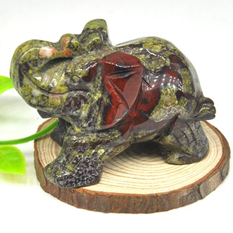 Natural Quartz Baby Elephant Stone Crystal Healing Carved Gemstone Animal Decor