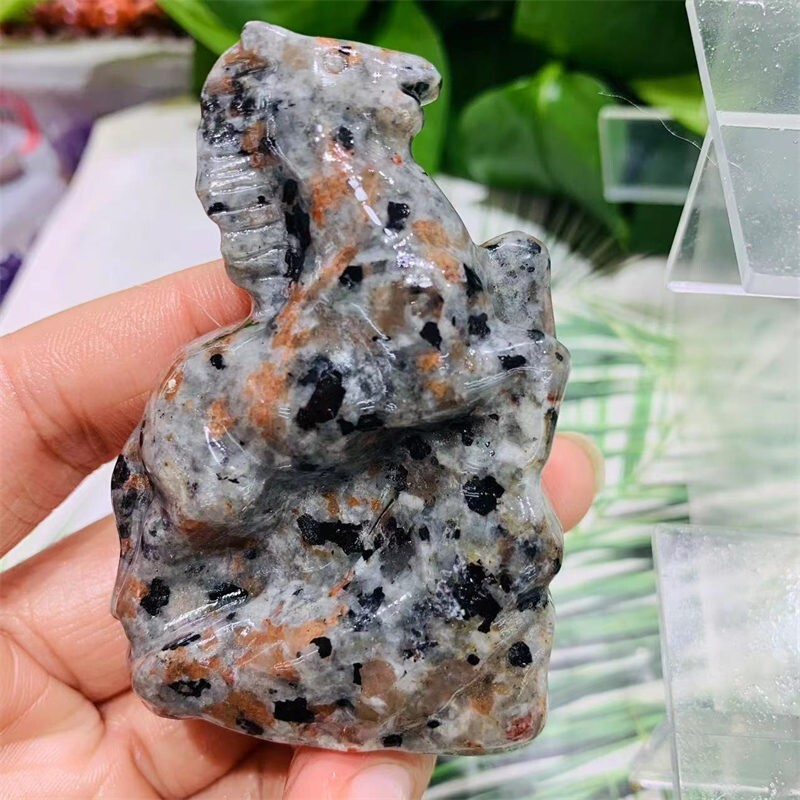 2.3" Natural Yooperlite horse Quartz Crystal stone animal skull Reiki gift 1pc