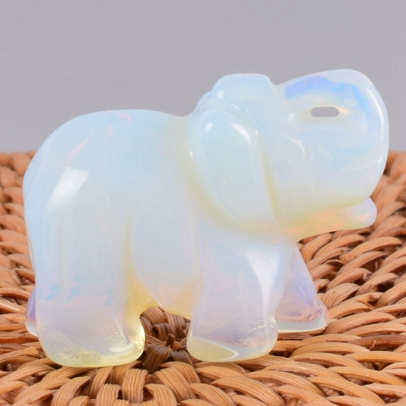 Natural Quartz Baby Elephant Stone Crystal Healing Carved Gemstone Animal Decor
