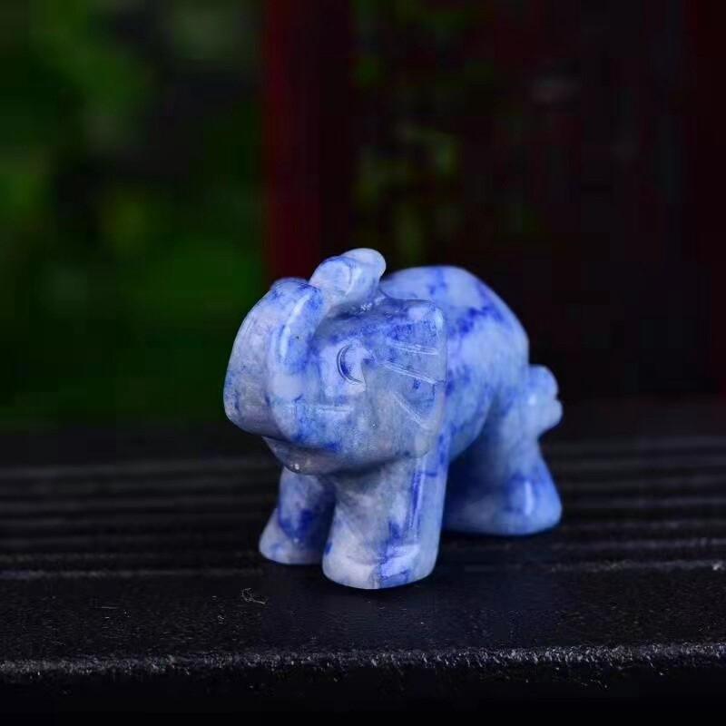 Natural Quartz Baby Elephant Stone Crystal Healing Carved Gemstone Animal Decor