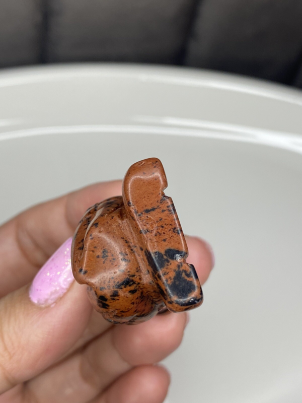 Mahogany Obsidian Owl Carving 3.7cm Natural Crystal Stone Cute Animal Red Black