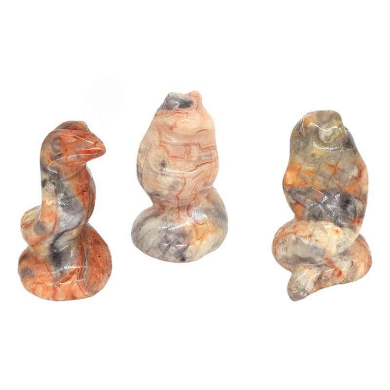 Natural Quartz Crystal Carved Snake Viper Healing Stone Cobra Animal Decor Reiki