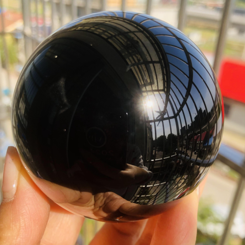 425G Natural obsidian crystal energy ball  D659